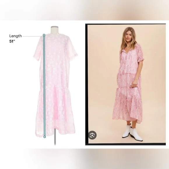 Mable- Pink Floral Maxi Dress - Lightweight Boho Style - Picture 8 of 9